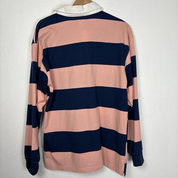 Target Men's Original Use Size M Baby Pink and Navy Blue Striped Collared Shirt - Picture 7 of 9